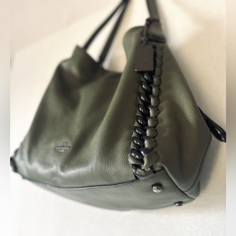 COACH Edie 31 Jumbo Whiplash Pebbled Leather Turnlock Surplus Green Shoulder Bag - Picture 3 of 16